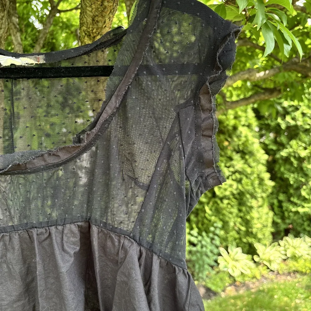 Black Sheer Peplum Blouse - Picture 2 of 5